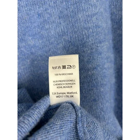 Adrienne Vittadini Womens 100% 2 Ply Cashmere Sweater Blue V-Neck Long Sleeve M - Picture 8 of 10